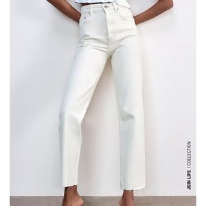 ZARA High Rise Straight Leg Jean (white)